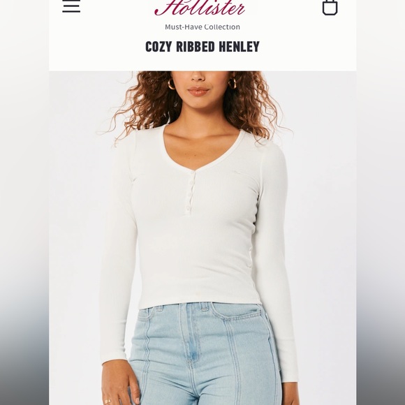 BNWT White ribbed henley - Picture 5 of 7